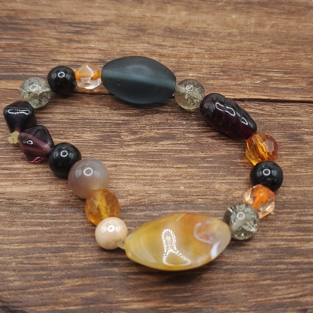 B2418 citrine‎ precious stone beaded bracelet